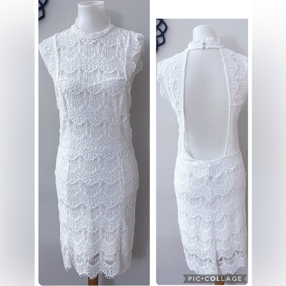 Free People White Lace Backless Dress Wedding Party Brunch Nightout Chic